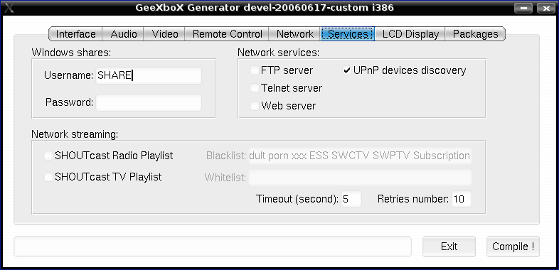 Generator Services Tab
